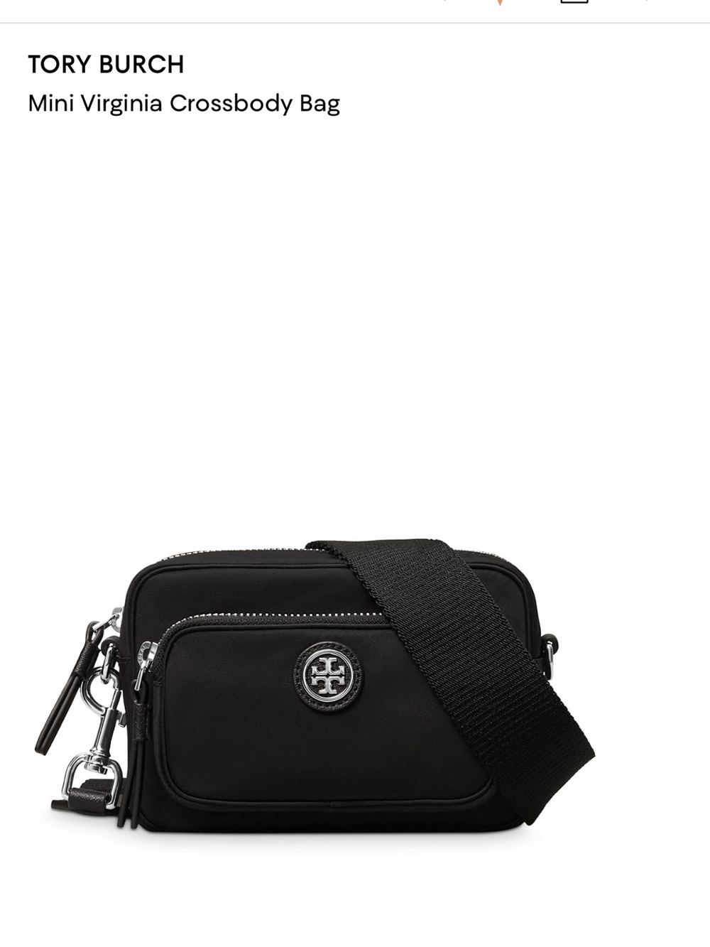 Tory Burch Black Mini Virginia Crossbody with Silver Hardware